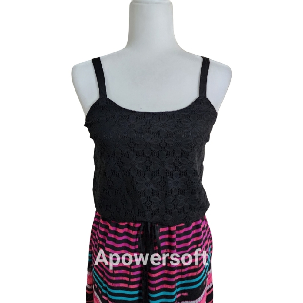 Faded Glory Lace Bodice Stripped Summer Maxi Dress - Picture 3 of 7